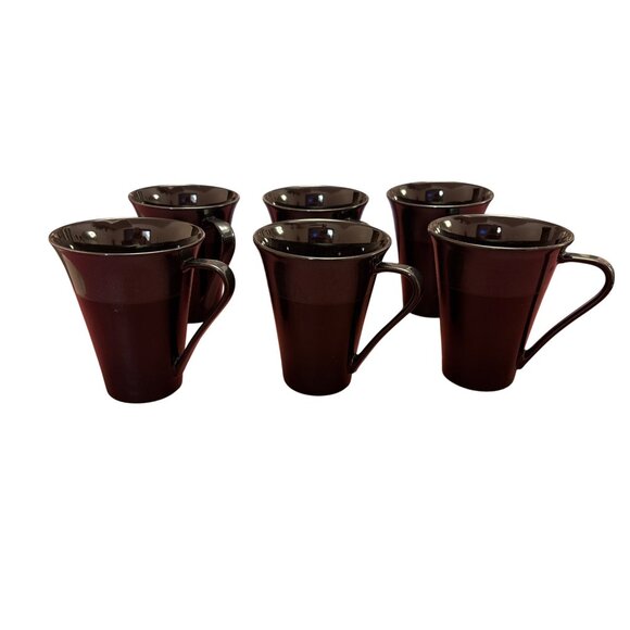 Set Of 6 Sasaki Galaxy 17055 Black Coffee Mugs Made In Malaysia - Picture 1 of 3